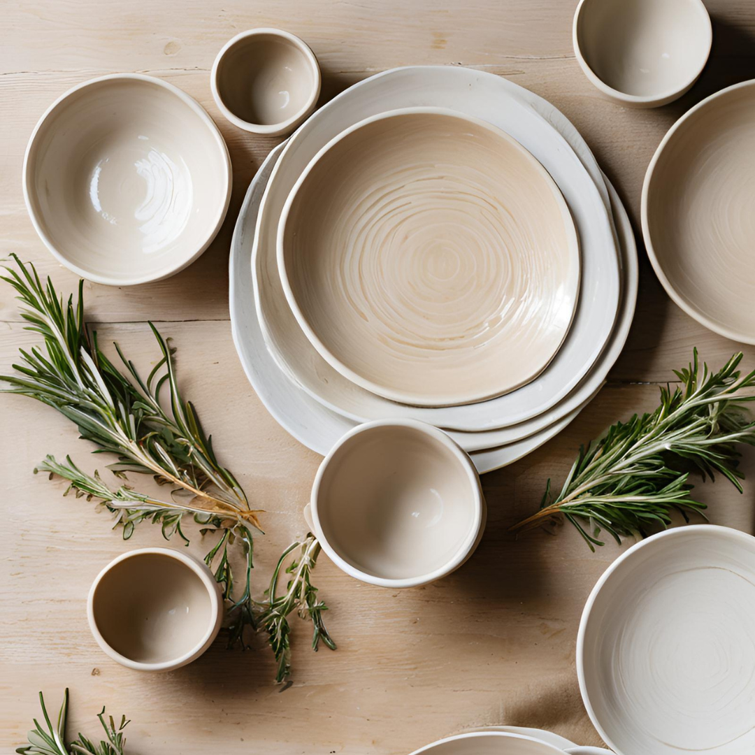 Hand-painted Ceramics with Rosemary from the South of France