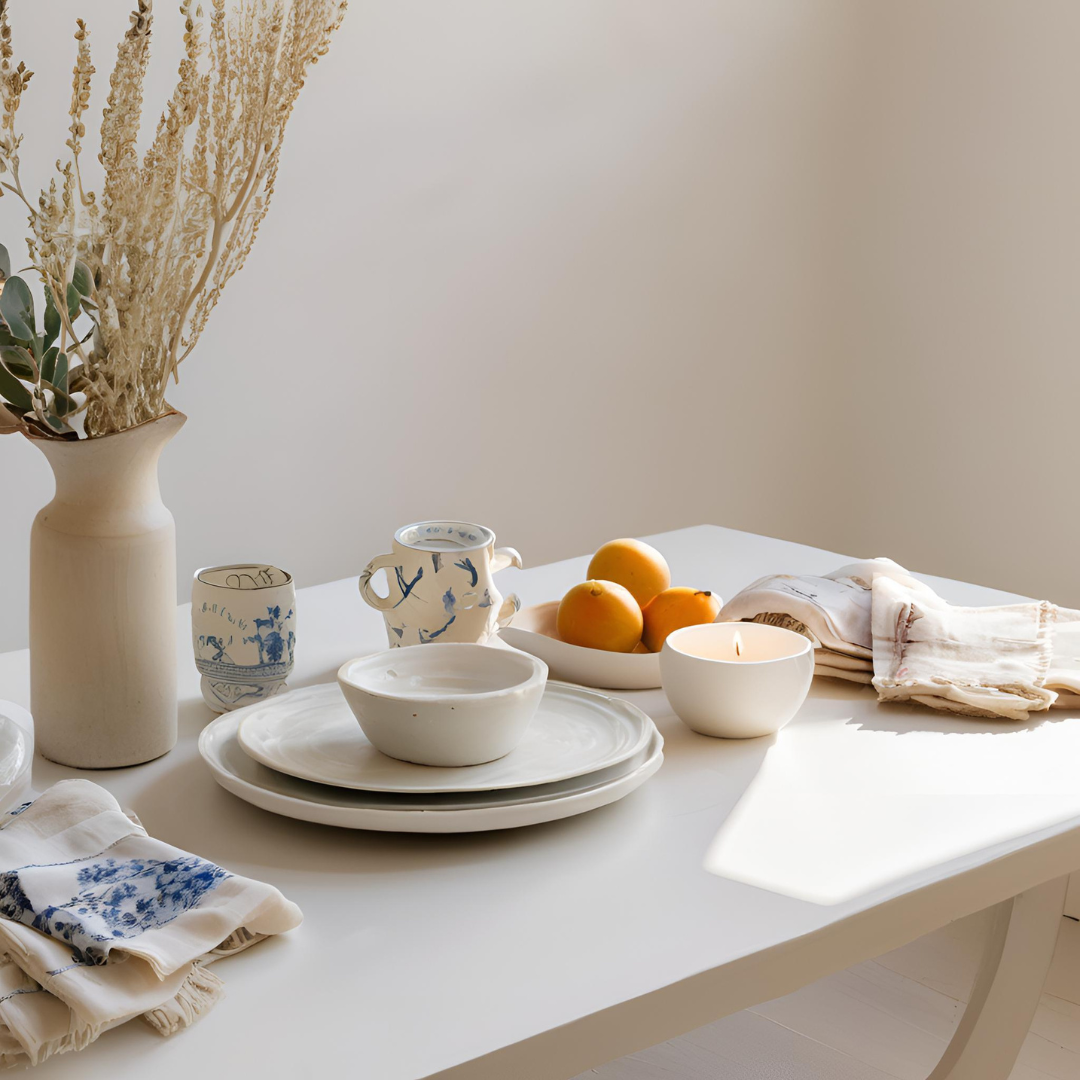 Provençal Table with Ceramics and Linens