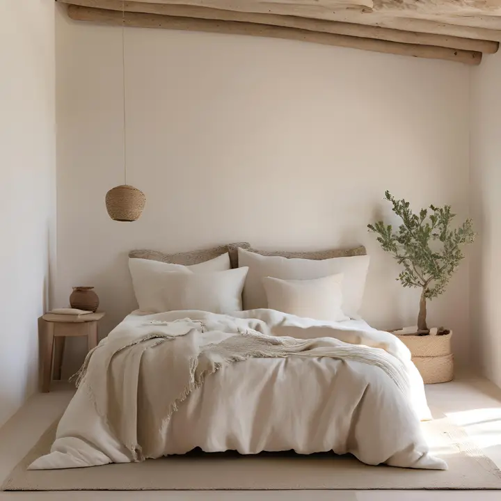 Modern French Country Bedroom in soft beiges